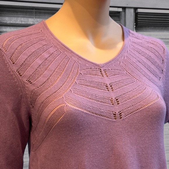 Emme Lightweight Allure Sweater Plus Size 2 Lilac V Neck Crocheted Details NWT - Picture 13 of 16